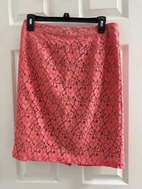Apt 9 Eyelet Coral Flower Floral Lace Pencil Skirt 4